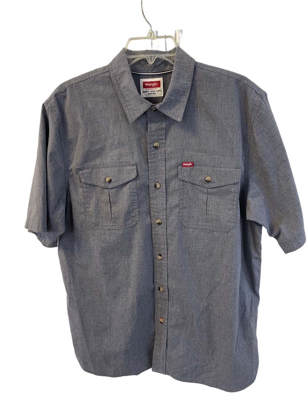 Wrangler Men's Short Sleeve Button-Up Shirt - Heather Gray Sz L